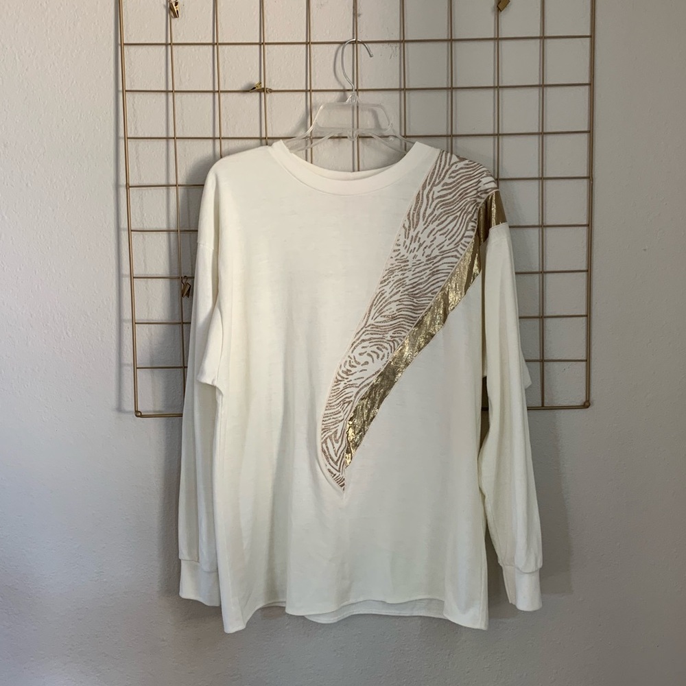 vintage YOUNG STUFF white sweatshirt Gold appliqué